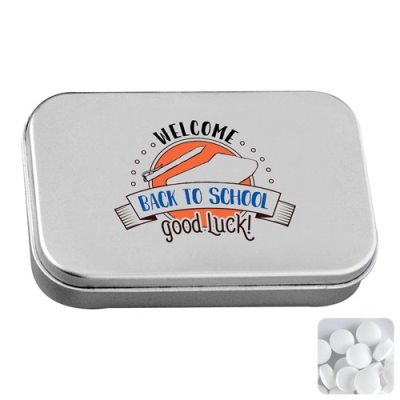 Picture of LARGE HINGED TIN DEXTROSE MINTS in Silver.