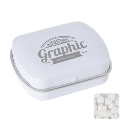 Picture of MINI HINGED MINTS TIN with Extra Strong Mints in White.