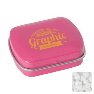 Picture of MINI HINGED MINTS TIN with Extra Strong Mints in Pink