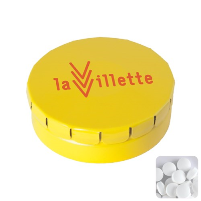 Picture of CLICK TIN with Dextrose Mints in Yellow.