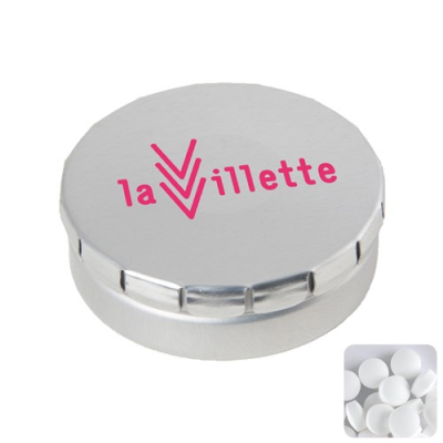 Picture of CLICK TIN with Dextrose Mints in Silver.