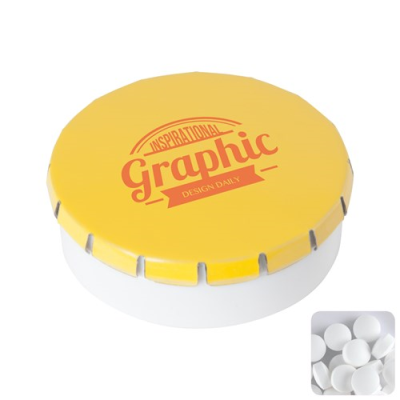Picture of ROUND POT with Sugar Free Mints in Yellow