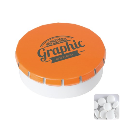 Picture of ROUND POT with Sugar Free Mints in Orange