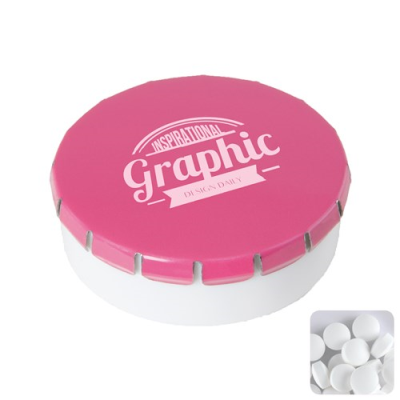 Picture of ROUND POT with Sugar Free Mints in Pink.