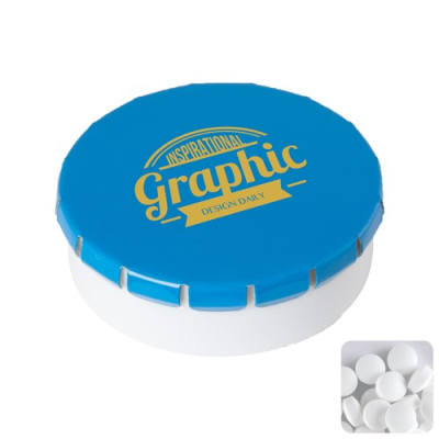 Picture of ROUND POT with Sugar Free Mints in Light Blue