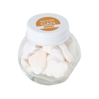 Picture of SMALL GLASS JAR with Mints in White.