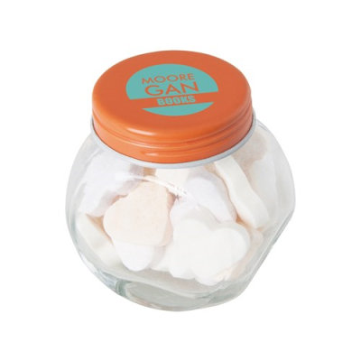 Picture of SMALL GLASS JAR with Mints in Orange.