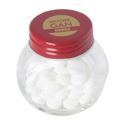 Picture of SMALL GLASS JAR with Mints in Red
