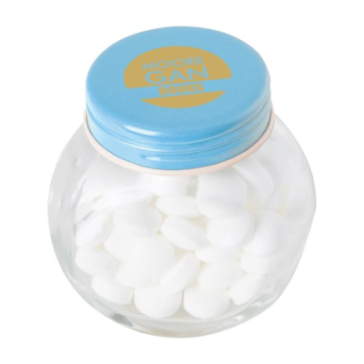 Picture of SMALL GLASS JAR with Mints in Light Blue