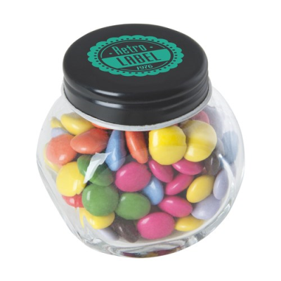Picture of SMALL GLASS JAR with Milk Chocos in Black.