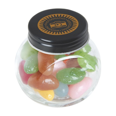 Picture of SMALL GLASS JAR with Jelly Beans in Black.