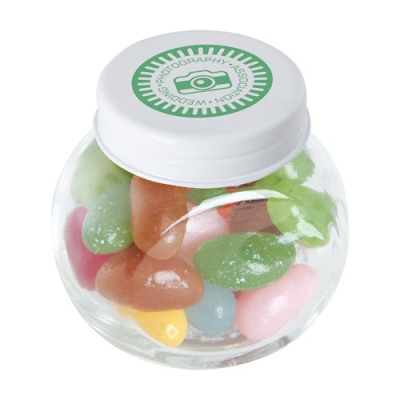Picture of SMALL GLASS JAR with Jelly Beans in White