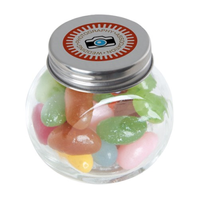 Picture of SMALL GLASS JAR with Jelly Beans in Silver