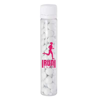 Picture of PLASTIC TUBE with Milk Chocolate Sweets in White