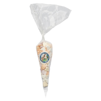 Picture of 240G SWEETS CONES with Printed Label & Filled with Hearts Small.