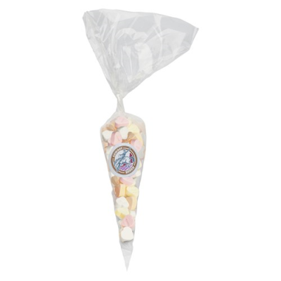 Picture of 250G SWEETS CONES with Printed Label & Filled with Base Category Sweets, Sugar Hearts.