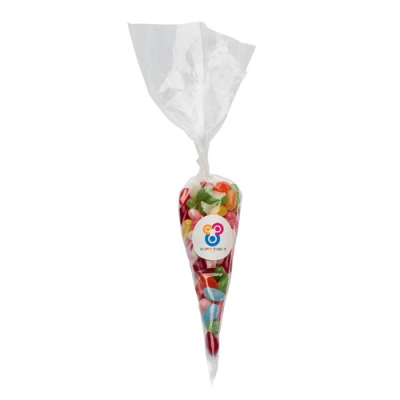 Picture of 200G SWEETS CONES with Printed Label & Filled with Jelly Beans.