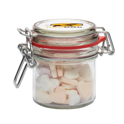 Picture of 125ML / 290G GLASS JAR FILLED with Hearts Small.