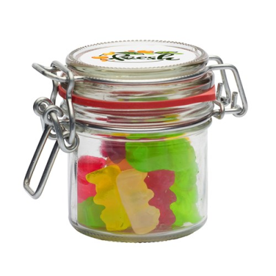 Picture of 125ML / 280G GLASS JAR FILLED with Gummy Bears.