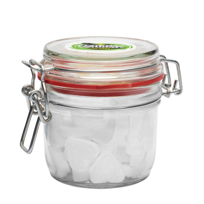 Picture of 255ML / 490G GLASS JAR FILLED with Dextrose Heart Mints