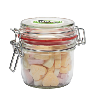 Picture of 255ML / 490G GLASS JAR FILLED with Sugar Hearts