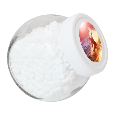 Picture of 395ML / 505G CANDY JAR with White Plastic Lid & Filled with Extra Strong Mints