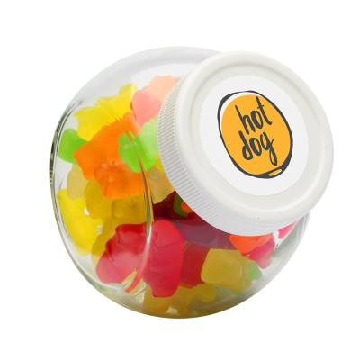 Picture of 395ML / 480G CANDY JAR with White Plastic Lid & Filled with Gummy Bears