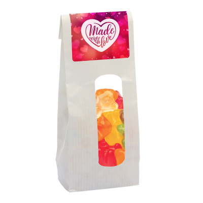 Picture of 110G KRAFT BAG with Window & Filled with Gummy Bears