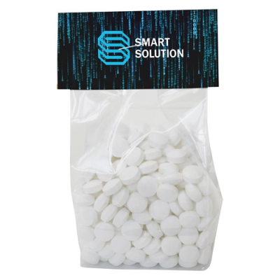 Picture of 130G BAG with a Card Base & Printed Header Board Filled with Dextrose Mints.