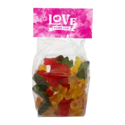Picture of 130G BAG with a Card Base & Printed Header Board Filled with Gummy Bears