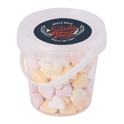 Picture of 500G PLASTIC BUCKET FILLED with Sugar Hearts