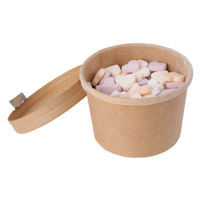 Picture of BIOBRAND KRAFT CARDBOARD CARD TUB (240ML) SUGAR HEARTS