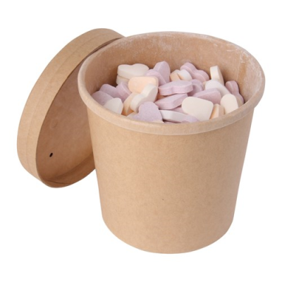 Picture of BIOBRAND KRAFT CARDBOARD CARD TUB (360ML) SUGAR HEARTS