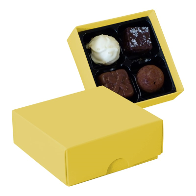 Picture of CHOCOLATE BOX with 4 Assorted Chocolate & Truffles in Yellow