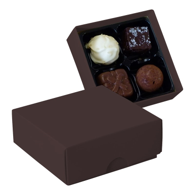 Picture of CHOCOLATE BOX with 4 Assorted Chocolate & Truffles in Brown