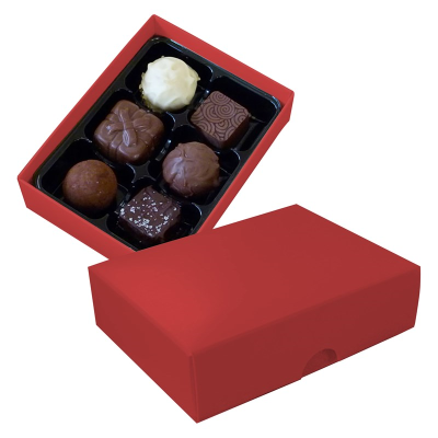 Picture of CHOCOLATE BOX with 6 Assorted Chocolate & Truffles in Red