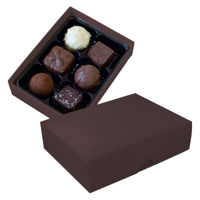 Picture of CHOCOLATE BOX with 6 Assorted Chocolate & Truffles in Brown