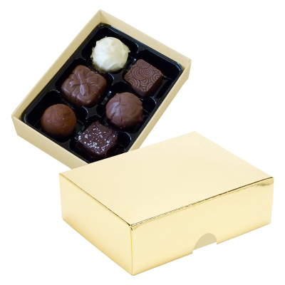Picture of CHOCOLATE BOX with 6 Assorted Chocolate & Truffles in Gold