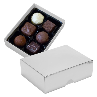 Picture of CHOCOLATE BOX with 6 Assorted Chocolate & Truffles in Silver