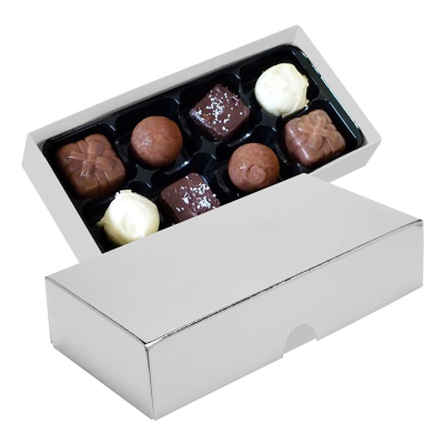 Picture of CHOCOLATE BOX with 8 Assorted Chocolate & Truffles in Silver