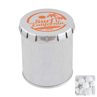 Picture of TALL CLICK TIN with Dextrose Mints in Silver.