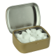 Picture of SMALL FLAT HINGED TIN with Sugar Free Mints in Gold