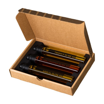 Picture of OLIVE OIL (3PC GLASS TUBE GIFTBOX) in Brown.