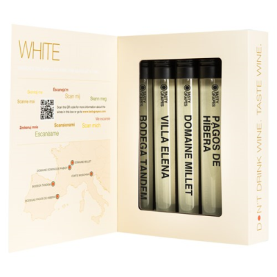 Picture of WINE TASTING - WHITE (5PC GLASS TUBE GIFTBOX) in Black.