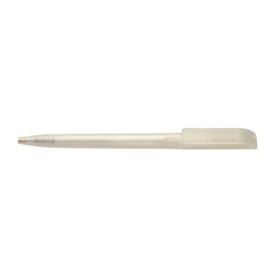 JAG TWIST ACTION FROSTED PLASTIC BALL PEN in White.