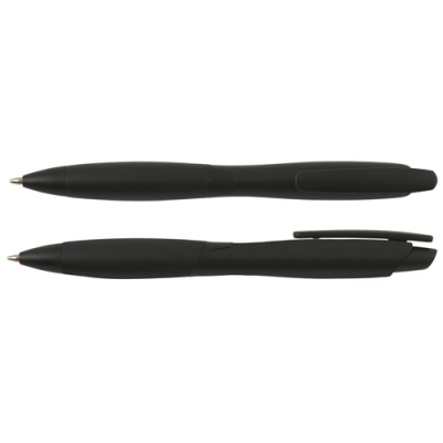 Picture of CURVY SOLID BALL PEN with Solid Colour Barrel & Black Clip in Black.