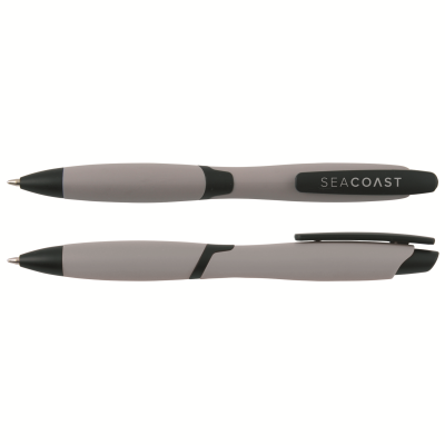 Picture of CURVY SOLID BALL PEN with Solid Colour Barrel & Black Clip in Grey.