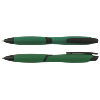 Picture of CURVY SOLID BALL PEN with Solid Colour Barrel & Black Clip in Green.