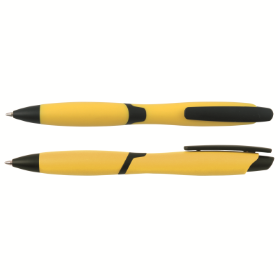 Picture of CURVY SOLID BALL PEN with Solid Colour Barrel & Black Clip in Yellow