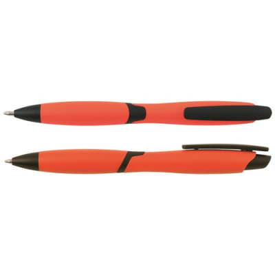 Picture of CURVY SOLID BALL PEN with Solid Colour Barrel & Black Clip in Orange.